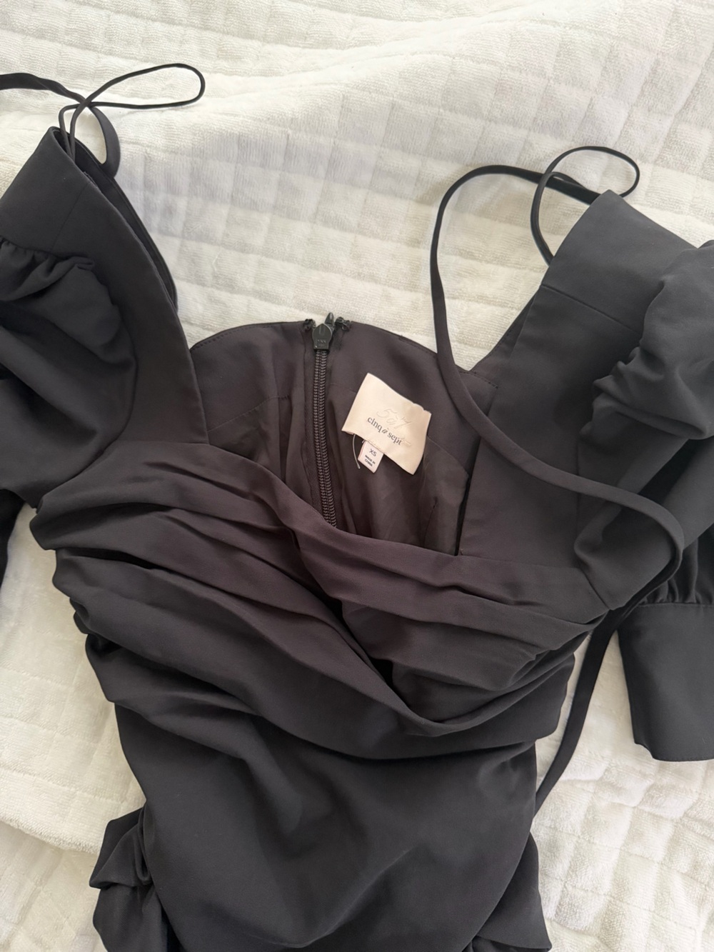 cinq a sept Black Ruched Off-Shoulder Blouse